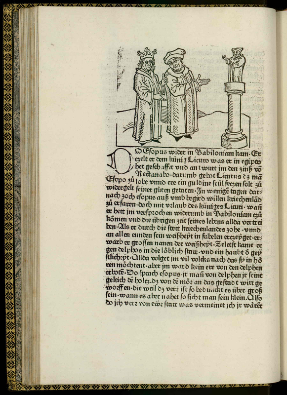 [Men Conversing in Front of a Miniature Man]