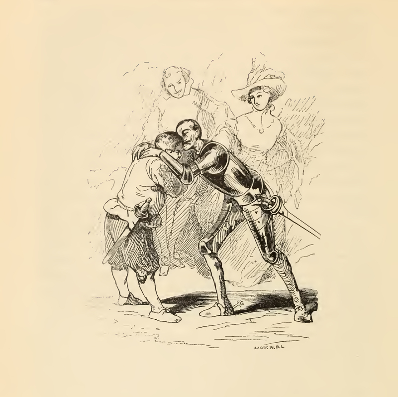 [Don Quixote Kisses Sancho Panza for Accepting his Lashes]